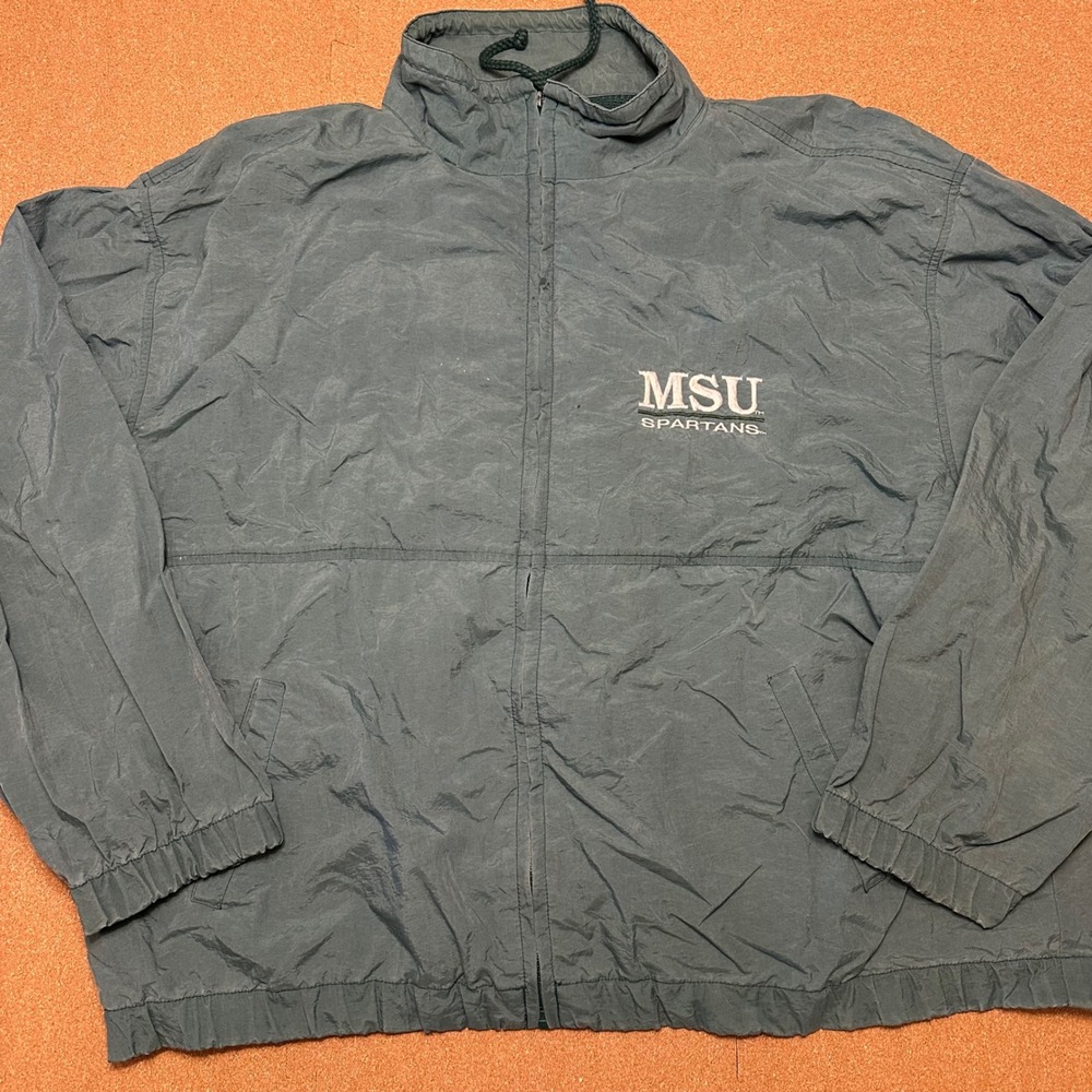 Crable Sportswear Windbreaker Mens XL Green MSU Spartans Vintage Nylon Jacket